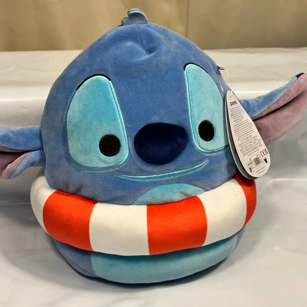 Squishmallows Stitch Plush Unisex 8 Inch Blue Summer Inner Tube Disney Excellent